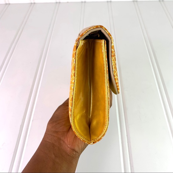 F.X LASALLE CROC YELLOW CROSSBODY CLUTCH SMALL BAG ANIMAL PRINT SHOULDER BAG - Picture 16 of 17